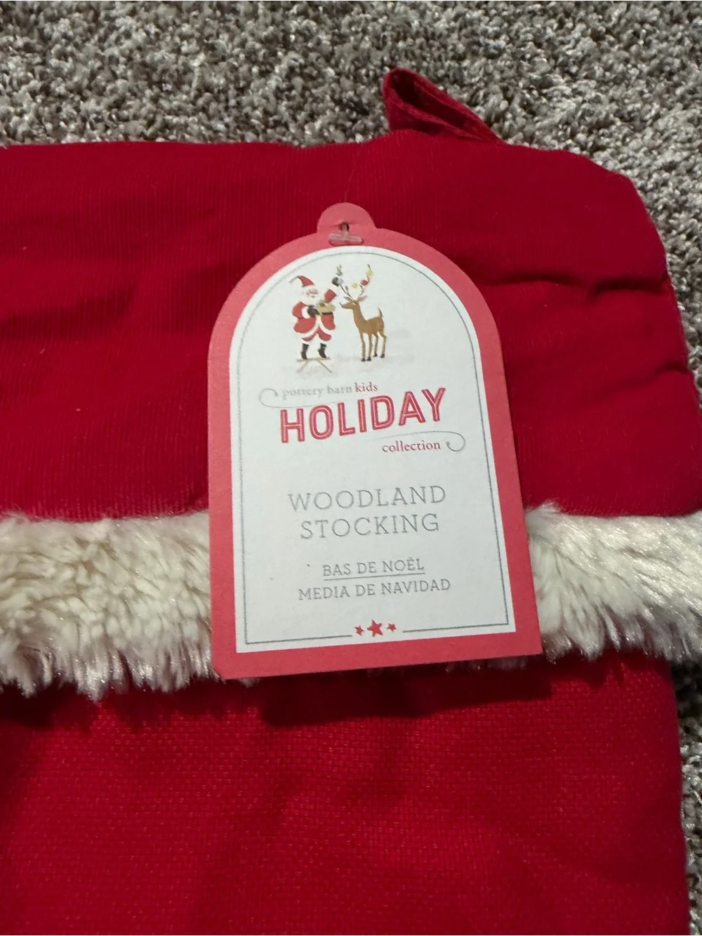 Pottery Barn kids Holiday Beaver sledding Stocking with Faux Fur Trim